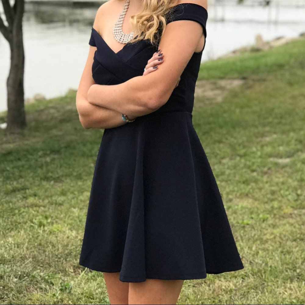 Navy off the shoulders Dress